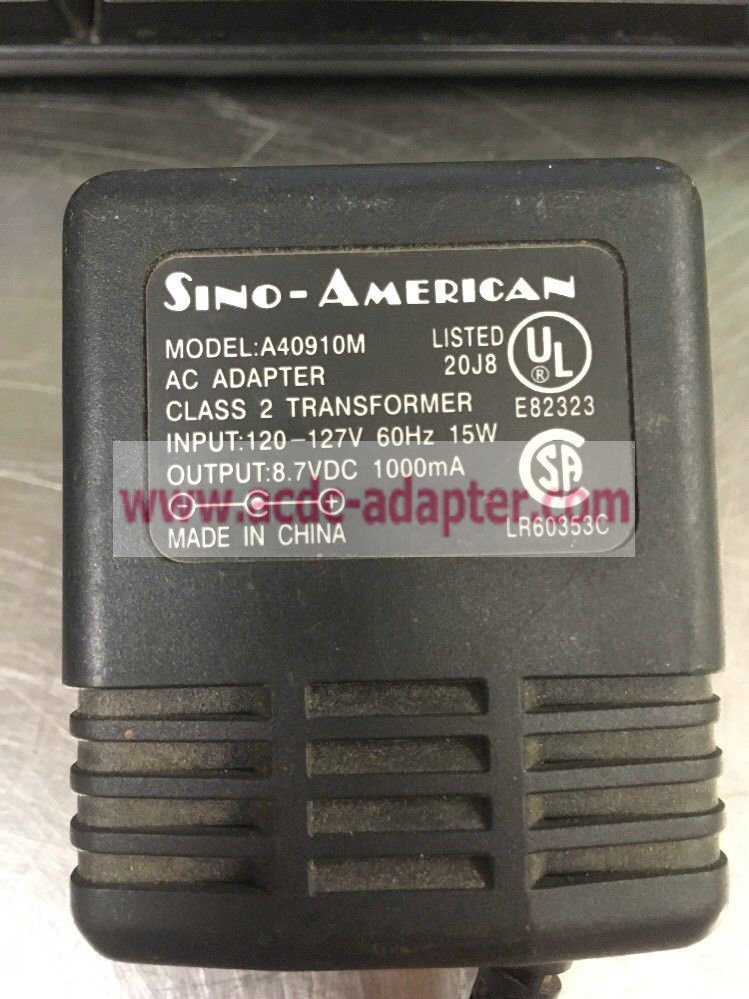 Original Sino-American A40910M 8.7V 1000ma 1A AC Adapter Power Supply